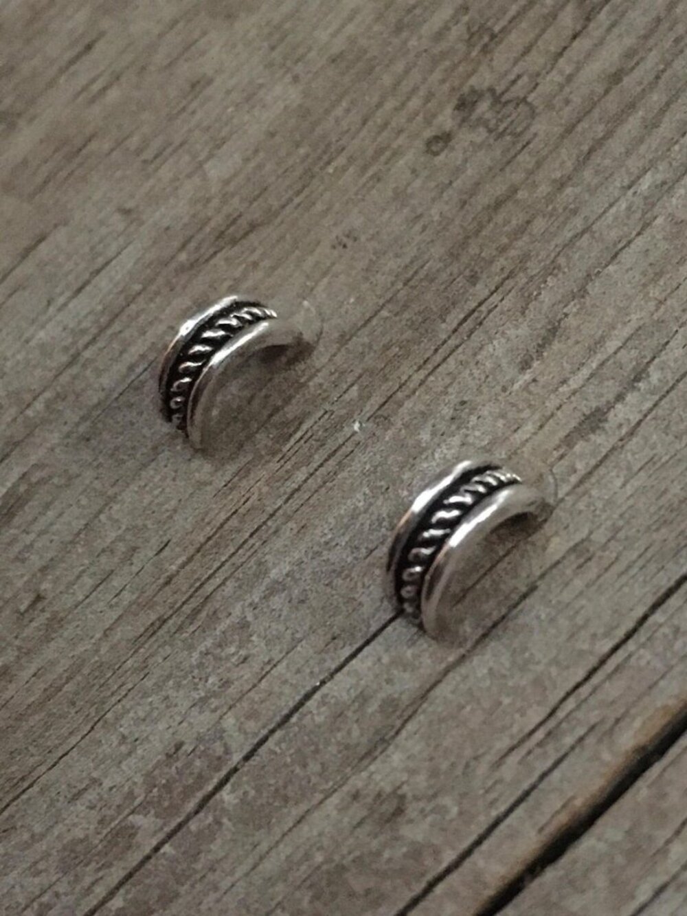 Vintage sterling silver earrings rope half hoops thick 925 sleek minimalist